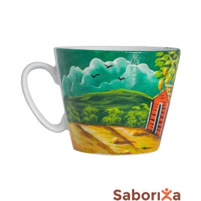 Taza Casita Roja Pintada a Mano Saboriza