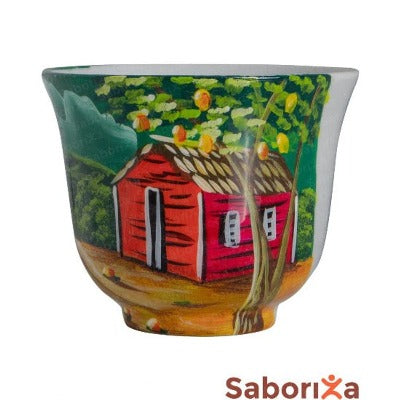 Taza Casita Roja Pintada a Mano Saboriza