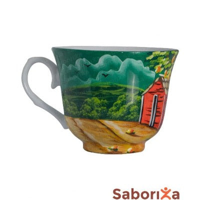 Taza Casita Roja Pintada a Mano Saboriza